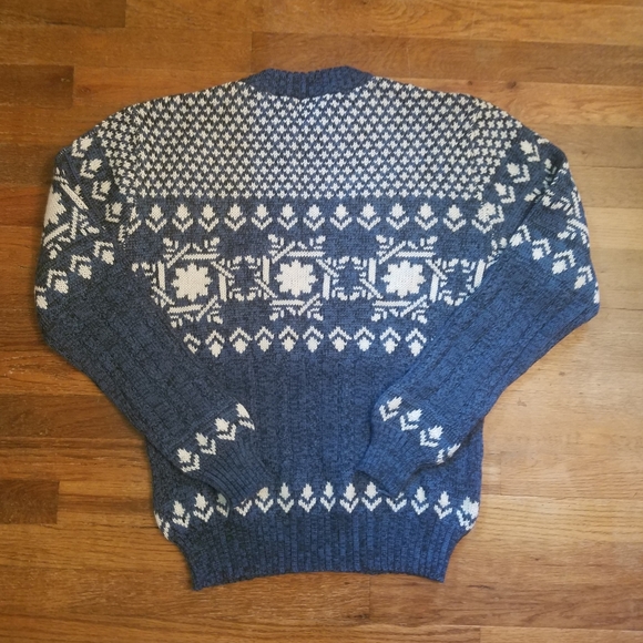Vintage Mens 80s Fair Isle Knit Ski  Sweater Sz. Lg Rob Winter Cozy Grandpa - Picture 4 of 10